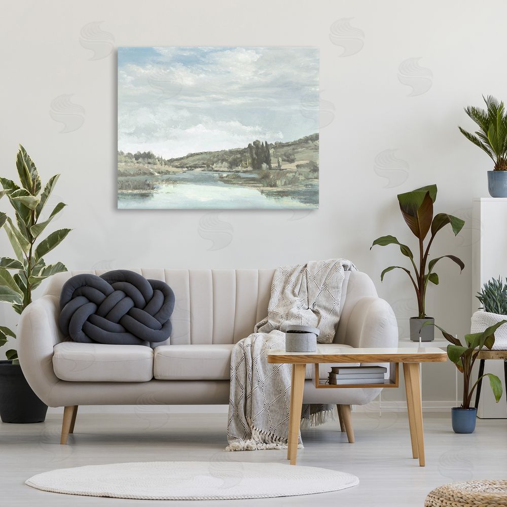 Christy McKee On The Water Landscape Stretched Canvas Wall Art in Room