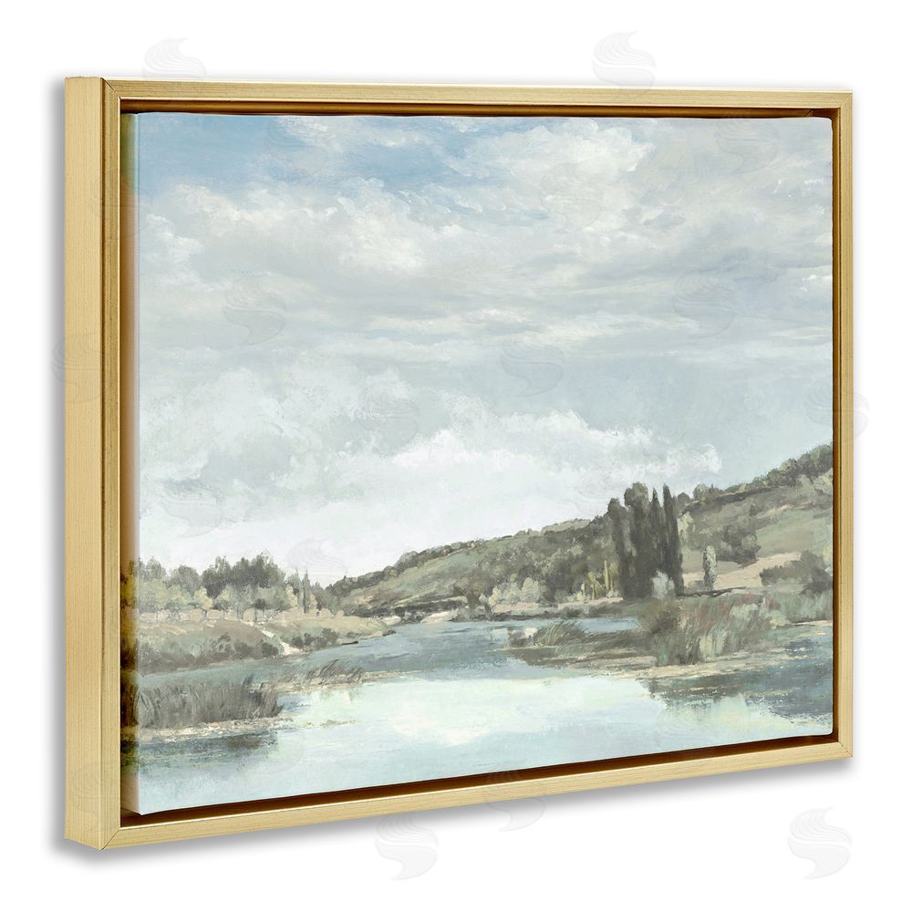 Christy McKee On The Water Landscape Gold Floating Frame Canvas Wall Art Print