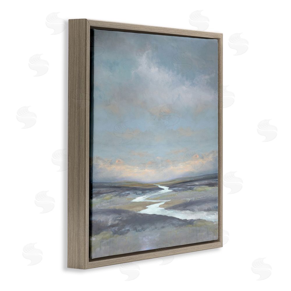 Christy McKee Riverbend Misty Atmosphere Brown Floating Frame Canvas Wall Art Print
