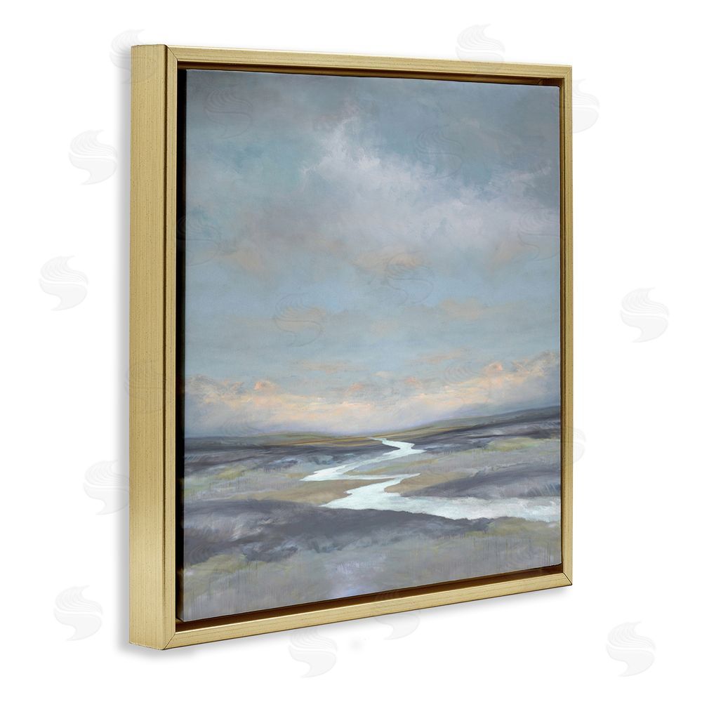 Christy McKee Riverbend Misty Atmosphere Gold Floating Frame Canvas Wall Art Print
