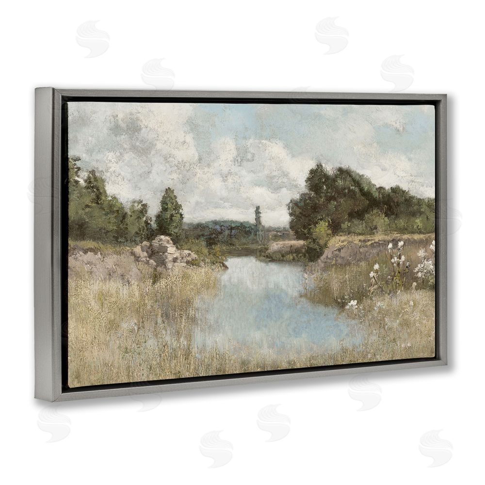 Christy McKee Dawn At The Shore Gray Floating Frame Canvas Wall Art Print