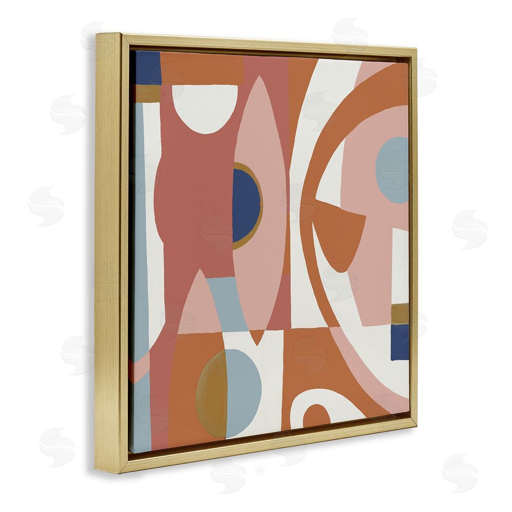 Liz Jardine Balanced Terracotta Geometrics Gold Floating Frame Canvas Wall Art Print
