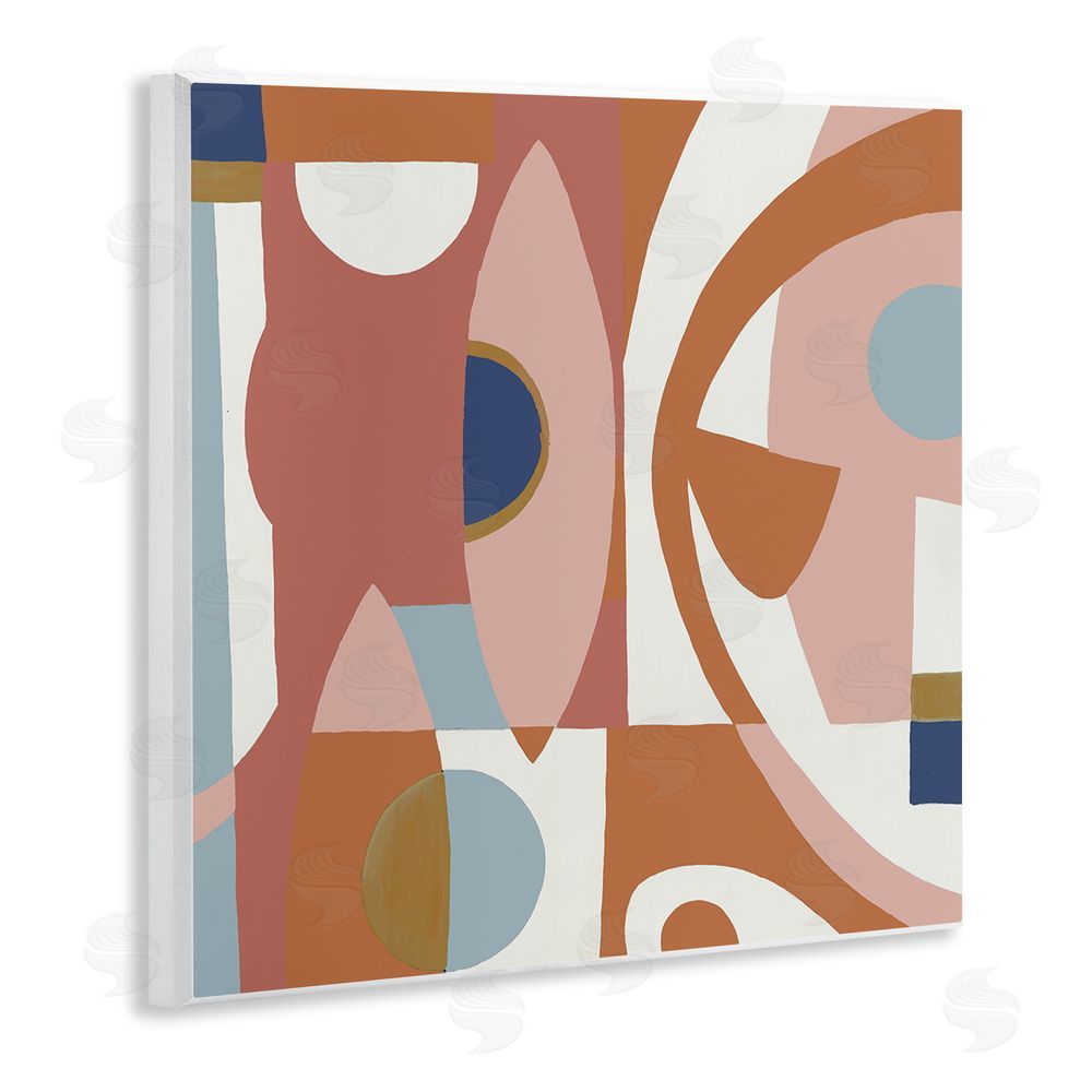 Liz Jardine Balanced Terracotta Geometrics Wooden Wall Plaque Art Print