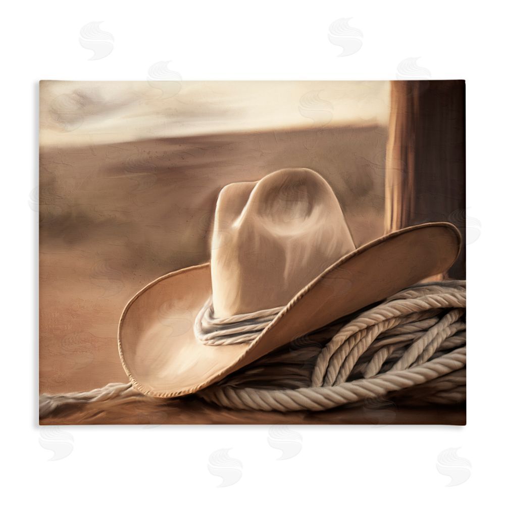 Kim Allen White Cowboy Hat Stretched Canvas Wall Art Print