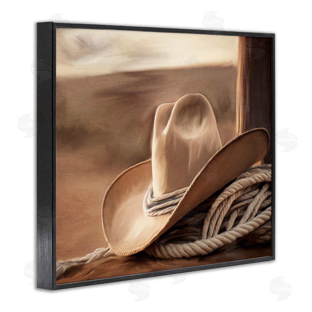 Kim Allen White Cowboy Hat Black Framed Giclee Wall Art Print