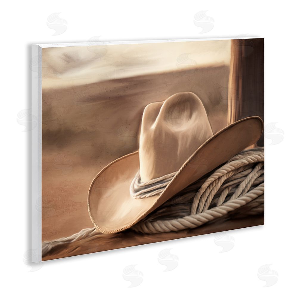 Kim Allen White Cowboy Hat Wooden Wall Plaque Art Print