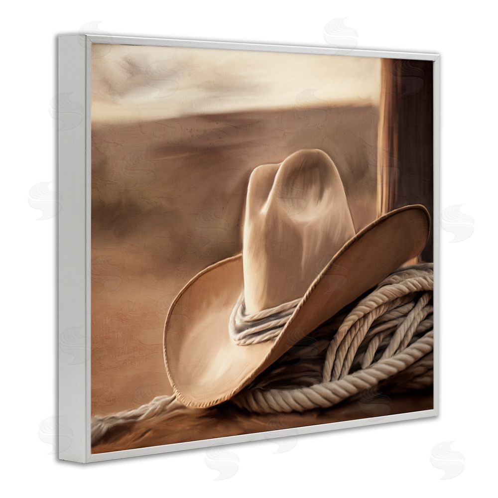 Kim Allen White Cowboy Hat White Framed Giclee Wall Art Print