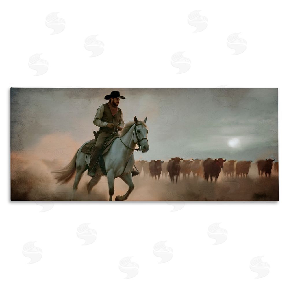 Kim Allen Home Bound Cowboy Stretched Canvas Wall Art Print