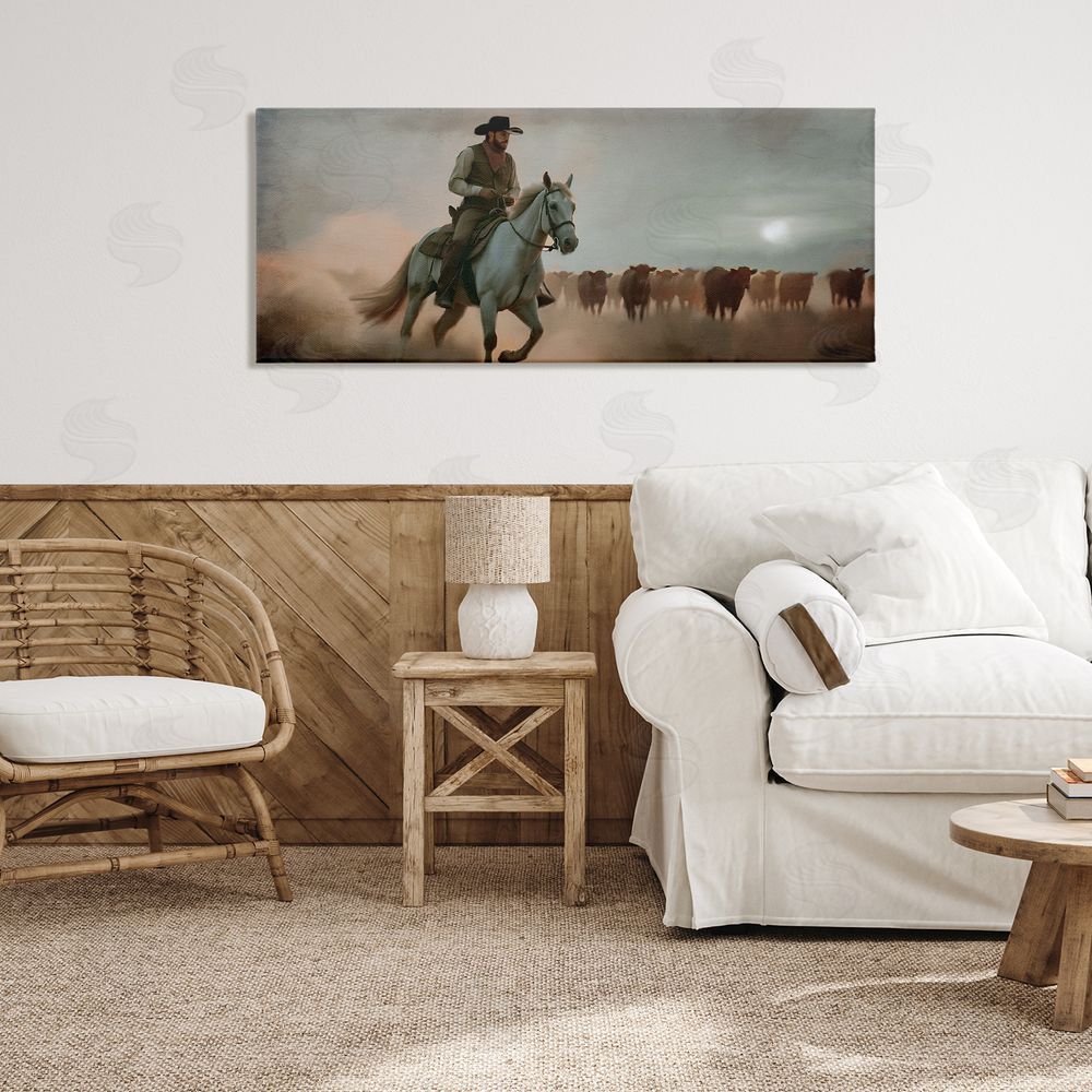 Kim Allen Home Bound Cowboy Stretched Canvas Wall Art in Room