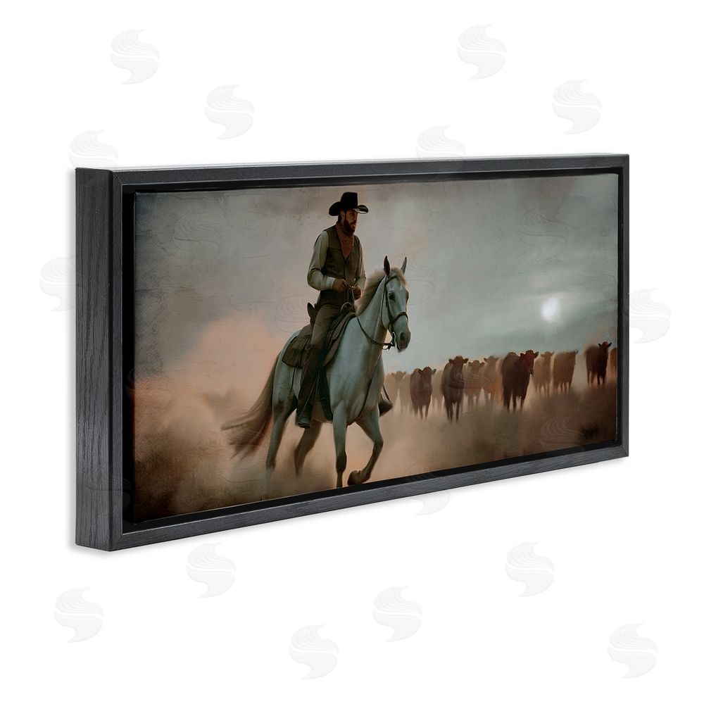 Kim Allen Home Bound Cowboy Black Floating Frame Canvas Wall Art Print