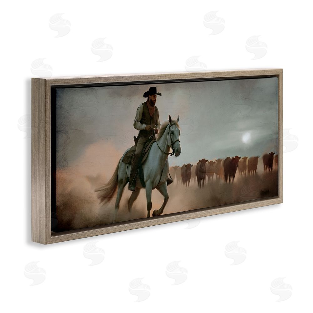 Kim Allen Home Bound Cowboy Brown Floating Frame Canvas Wall Art Print