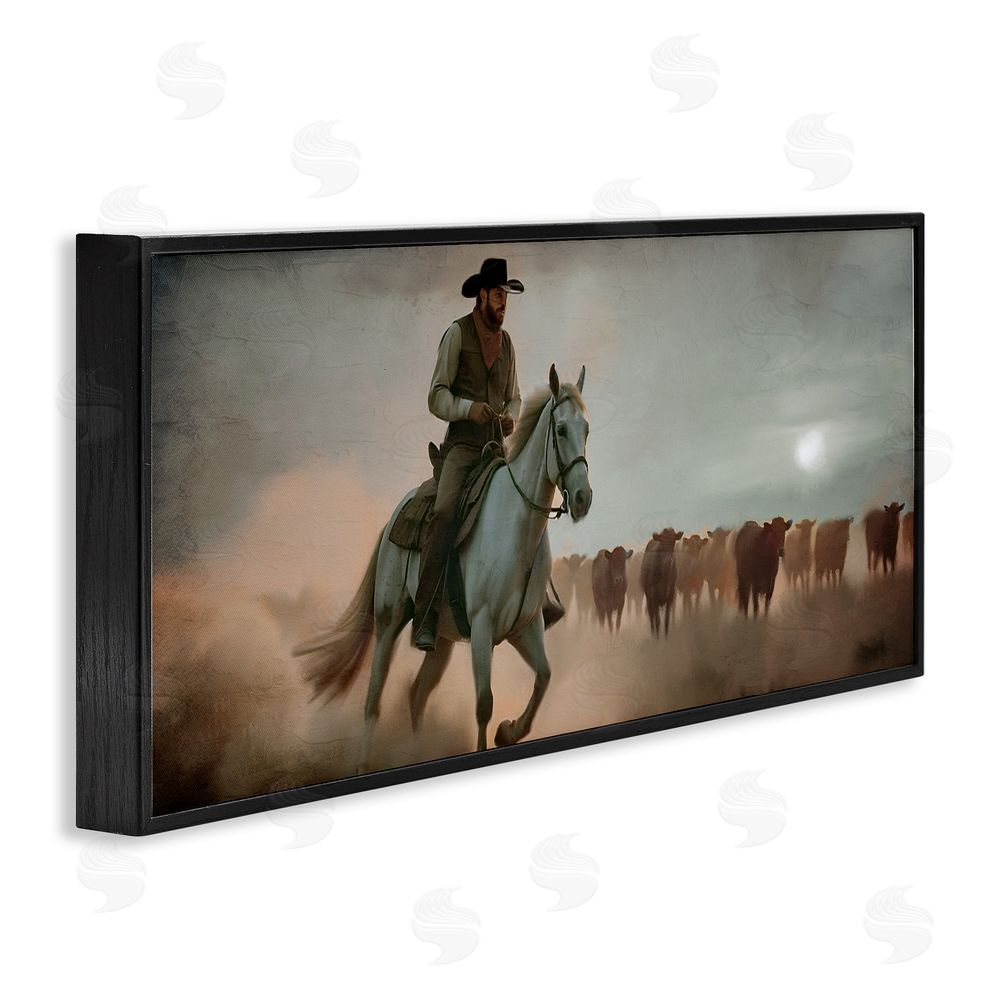Kim Allen Home Bound Cowboy Black Framed Giclee Wall Art Print