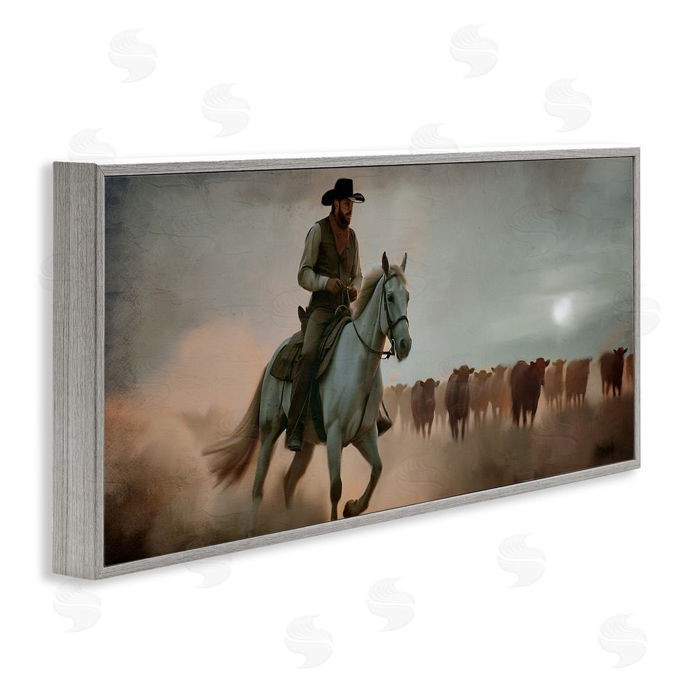 Kim Allen Home Bound Cowboy Gray Framed Giclee Wall Art Print
