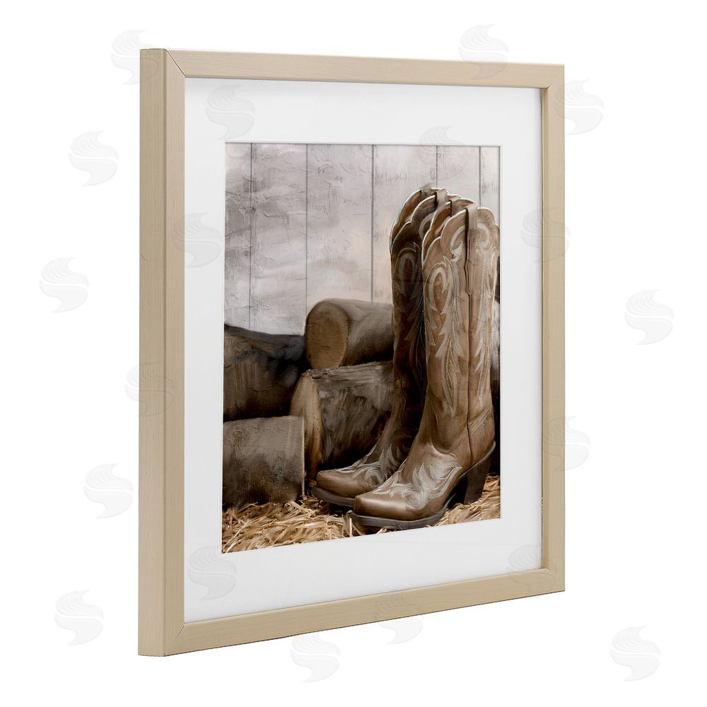 Kim Allen Kick Off Your Boots Brown Framed Print Under Glass Wall Art