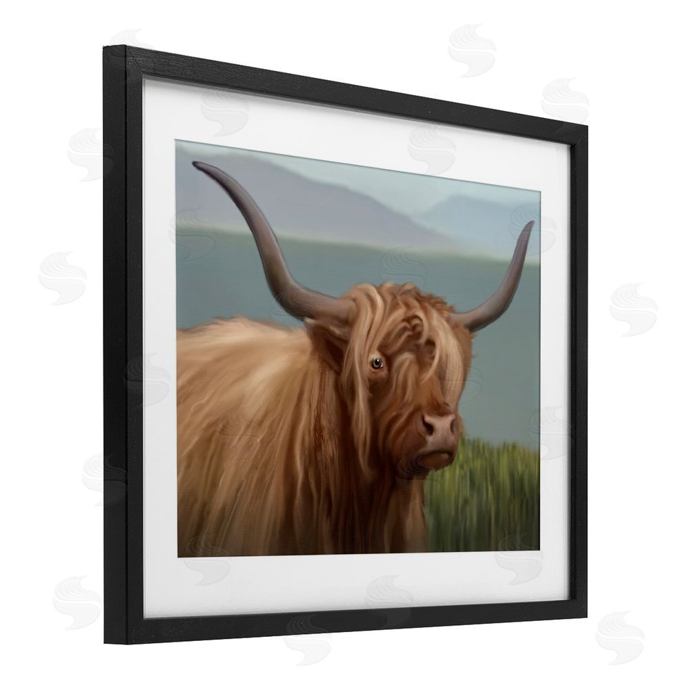 Matthew Piotrowicz Scottish Highland Cattle Landscape Black Framed Print Under Glass Wall Art