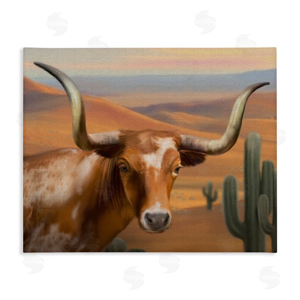 Matthew Piotrowicz Longhorn Western Landscape Stretched Canvas Wall Art Print