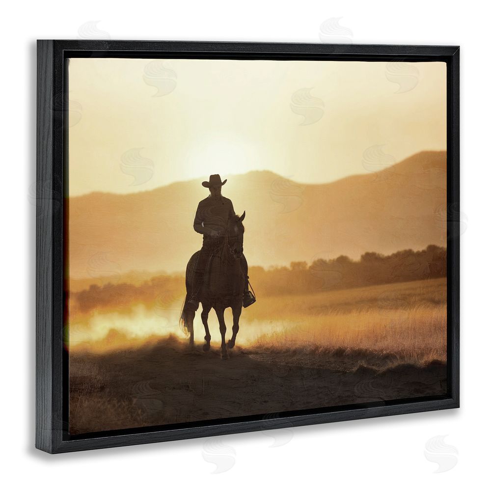 Kim Allen Cowboy's Ride Home Black Floating Frame Canvas Wall Art Print