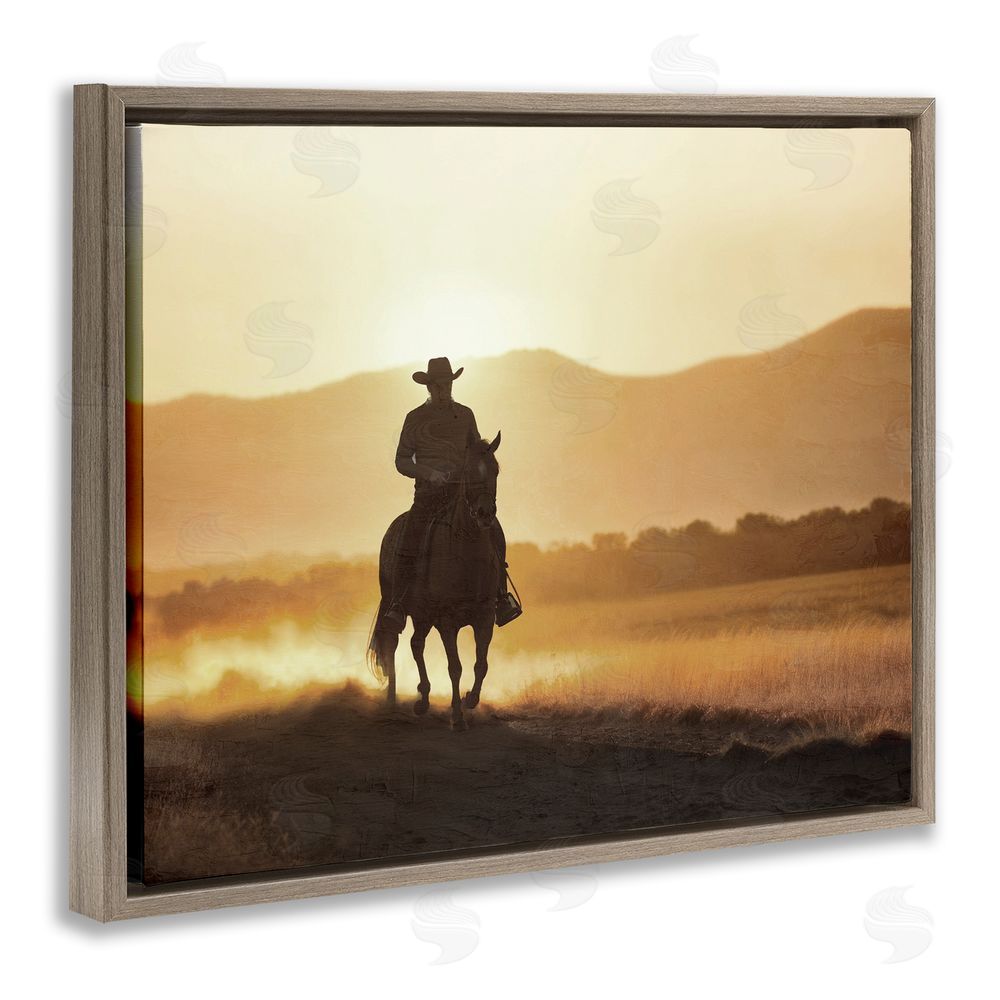 Kim Allen Cowboy's Ride Home Brown Floating Frame Canvas Wall Art Print
