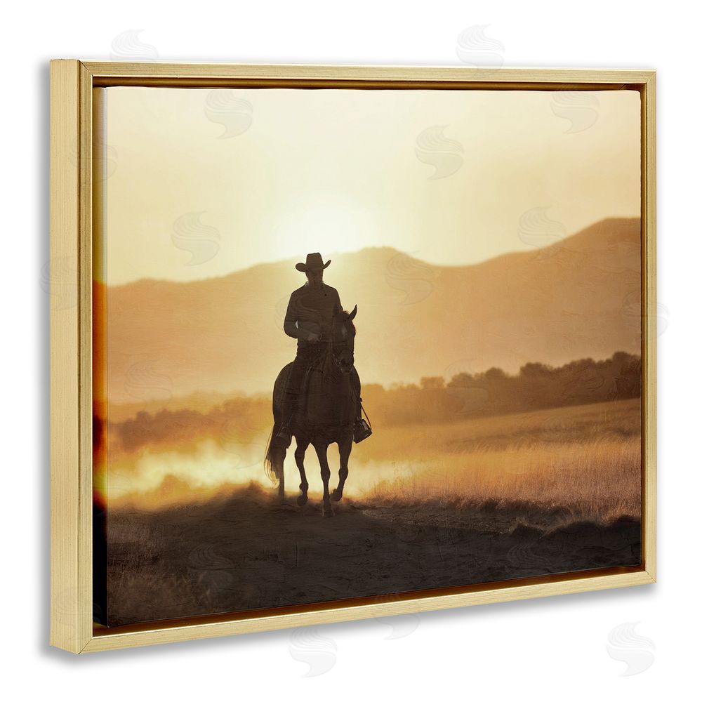Kim Allen Cowboy's Ride Home Gold Floating Frame Canvas Wall Art Print