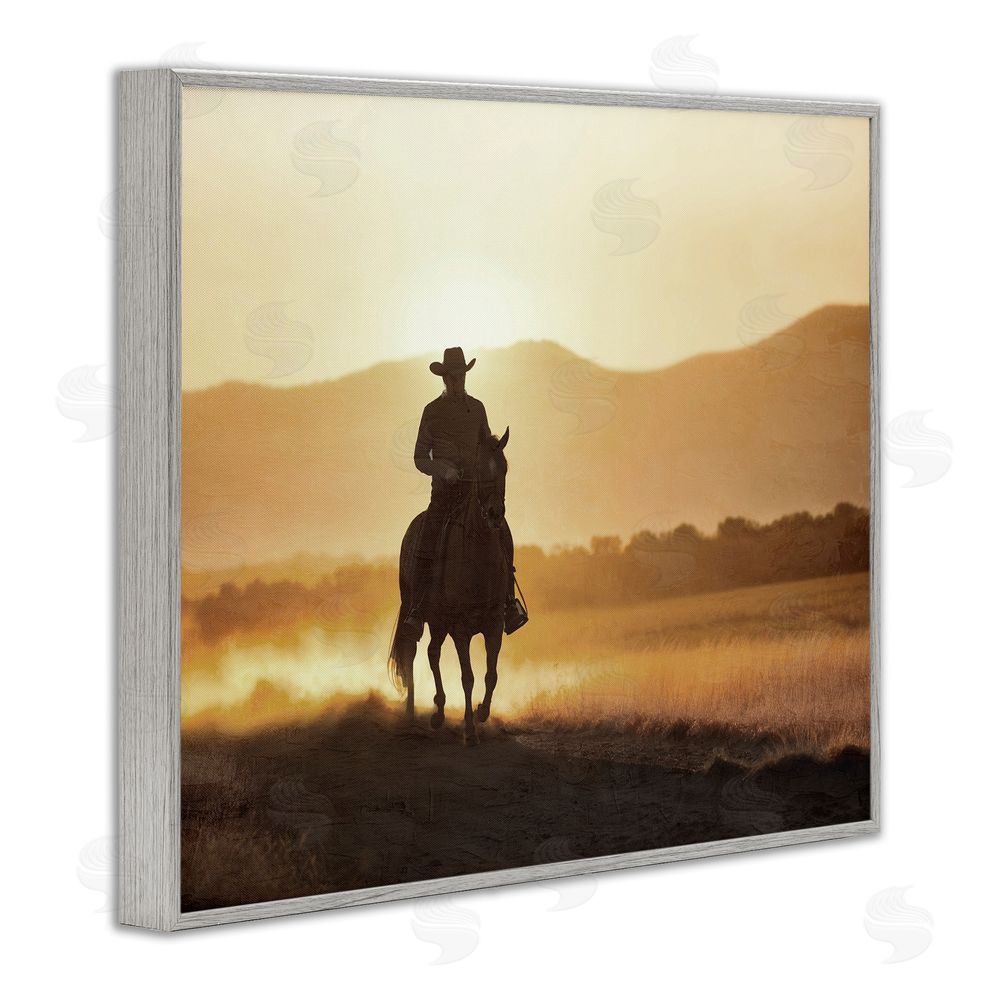Kim Allen Cowboy's Ride Home Gray Framed Giclee Wall Art Print