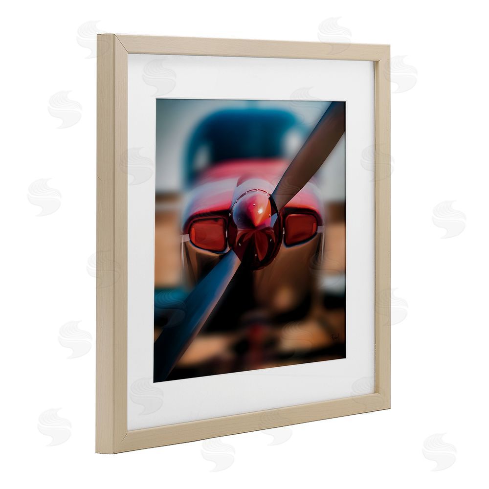 Renel Peters Red Aircraft Propeller Brown Framed Print Under Glass Wall Art