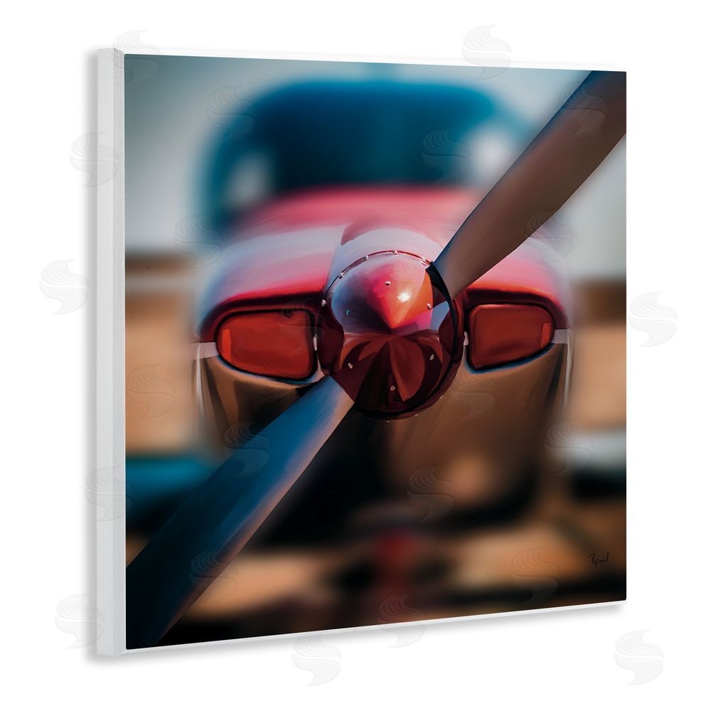 Renel Peters Red Aircraft Propeller Wooden Wall Plaque Art Print