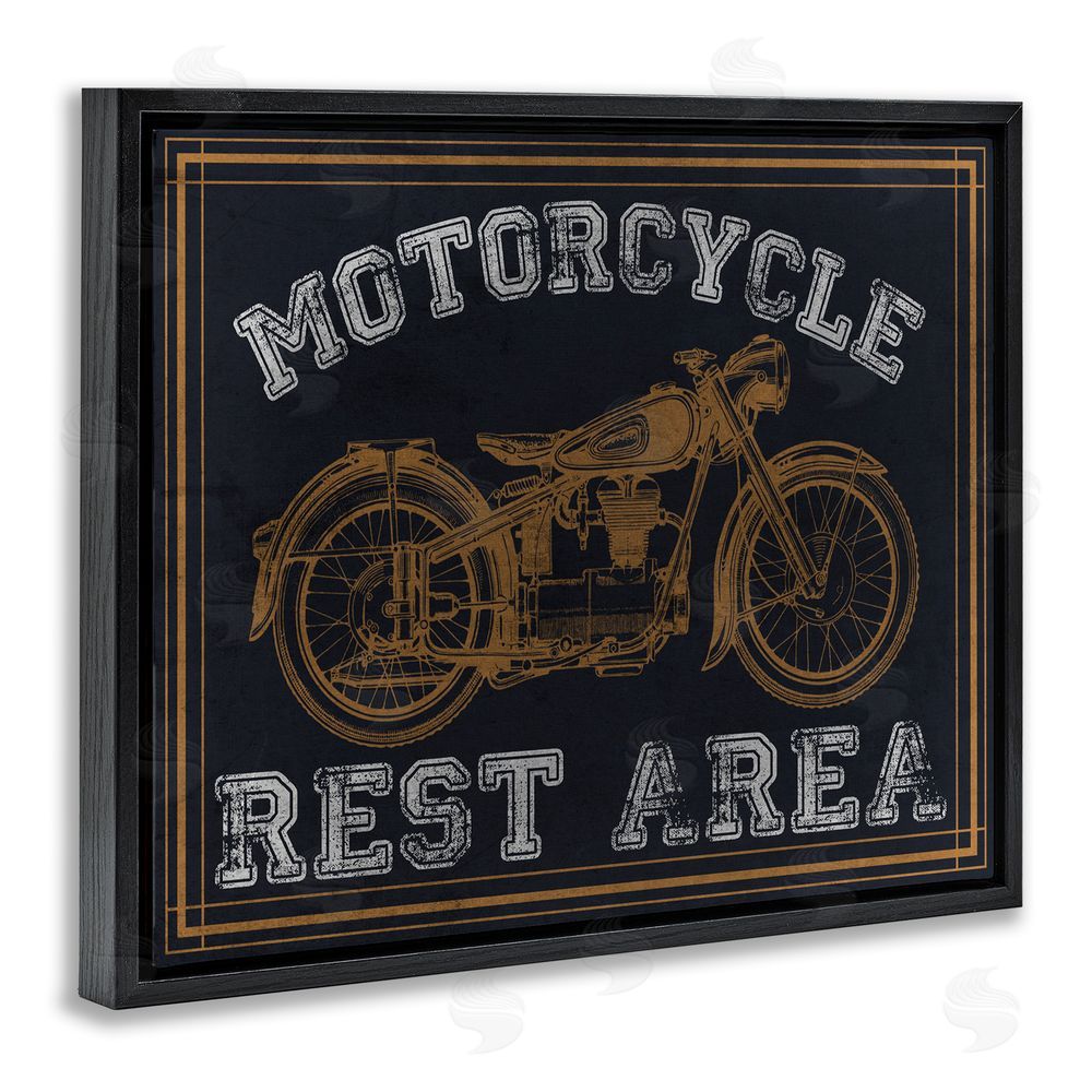 Marcus Prime Motorcycle Rest Area Black Floating Frame Canvas Wall Art Print