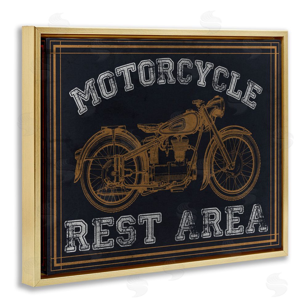 Marcus Prime Motorcycle Rest Area Gold Floating Frame Canvas Wall Art Print