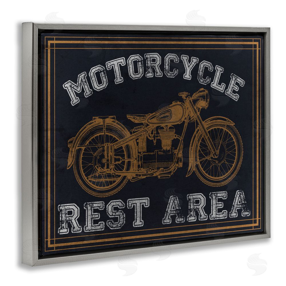 Marcus Prime Motorcycle Rest Area Gray Floating Frame Canvas Wall Art Print