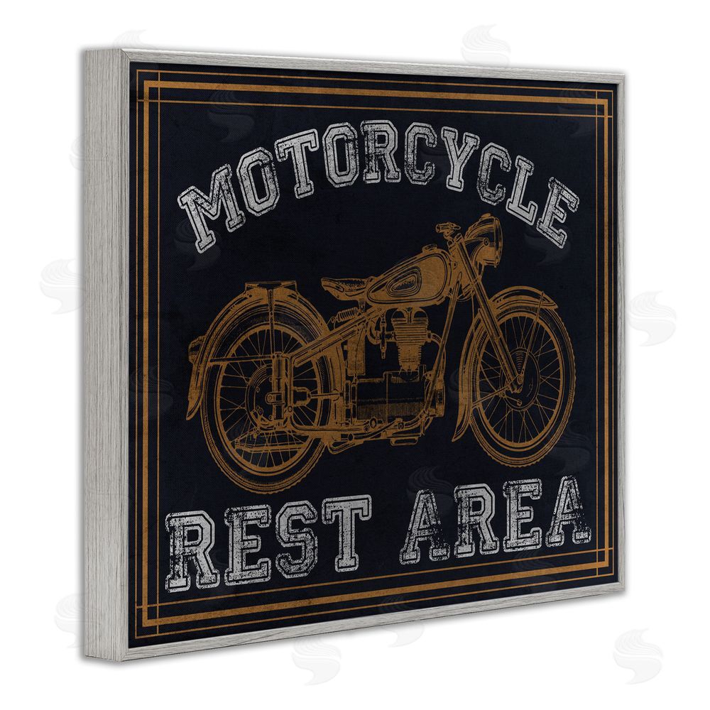 Marcus Prime Motorcycle Rest Area Gray Framed Giclee Wall Art Print