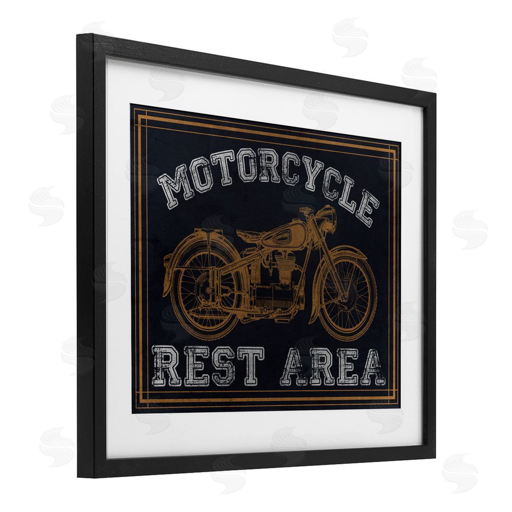 Marcus Prime Motorcycle Rest Area Black Framed Print Under Glass Wall Art