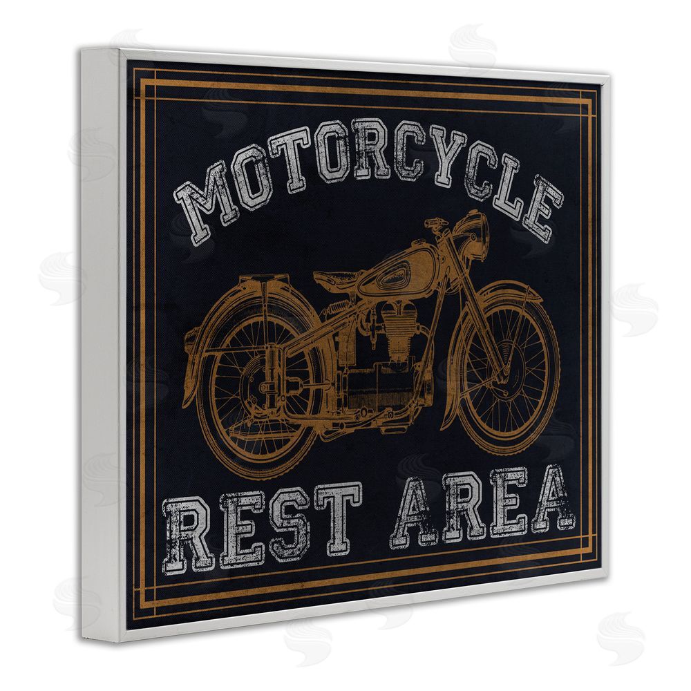 Marcus Prime Motorcycle Rest Area White Framed Giclee Wall Art Print