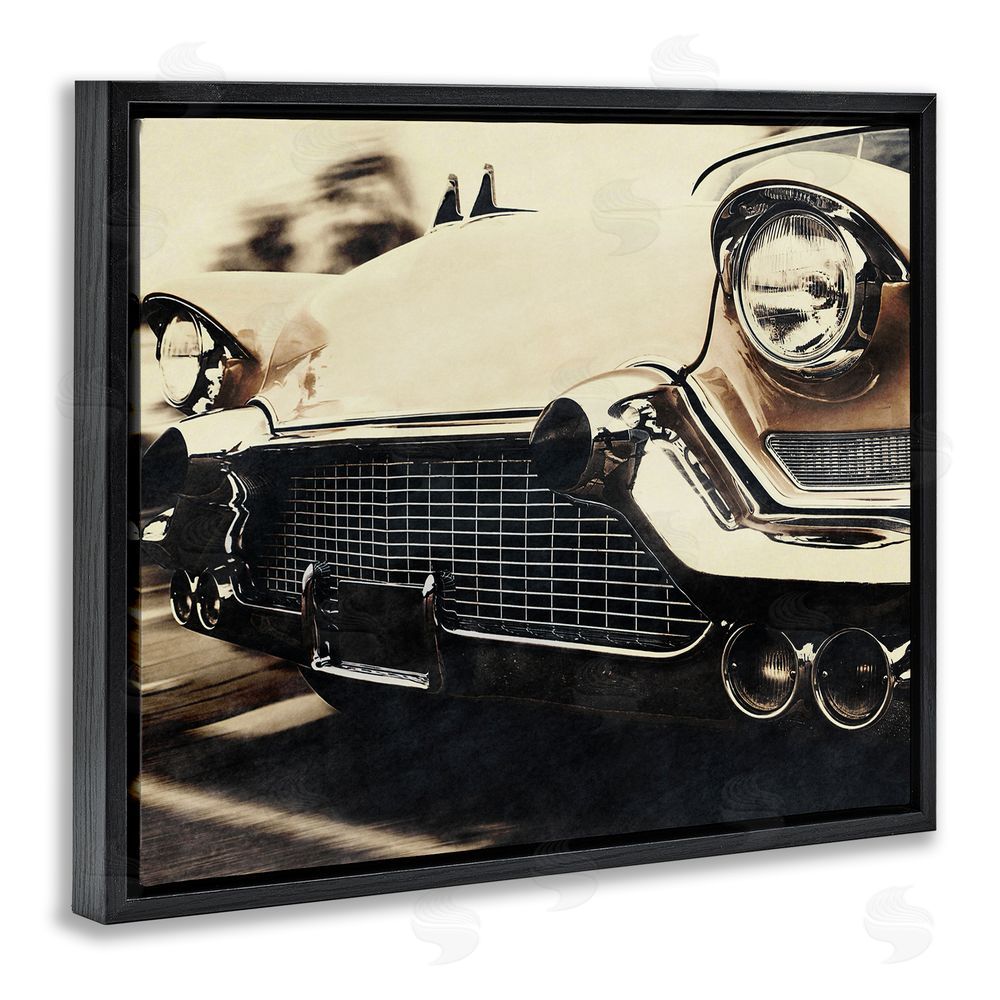 Marcus Prime Vintage Ride Headlights Black Floating Frame Canvas Wall Art Print