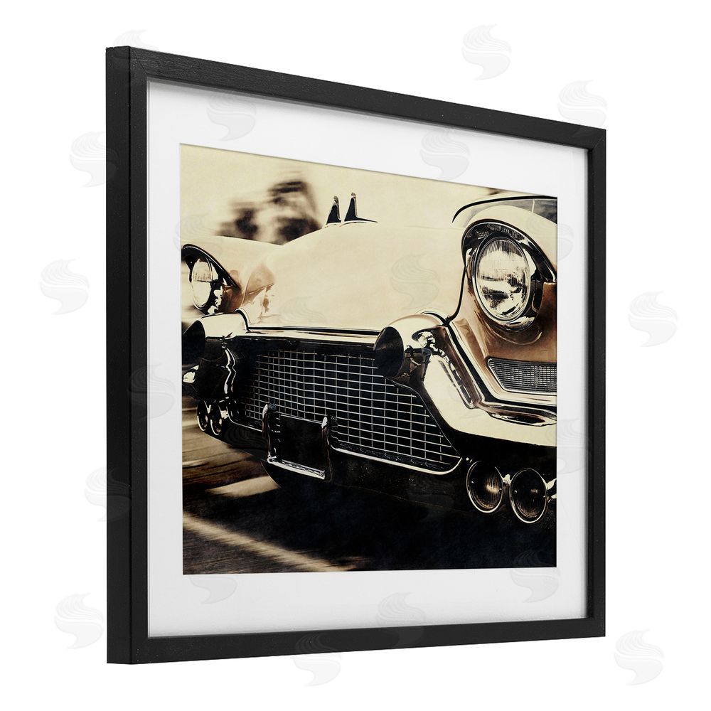 Marcus Prime Vintage Ride Headlights Black Framed Print Under Glass Wall Art