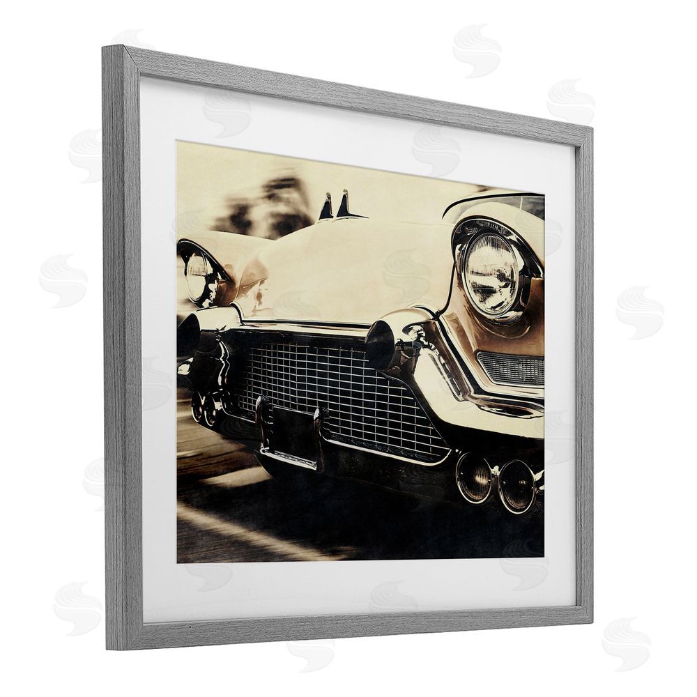 Marcus Prime Vintage Ride Headlights Gray Framed Print Under Glass Wall Art