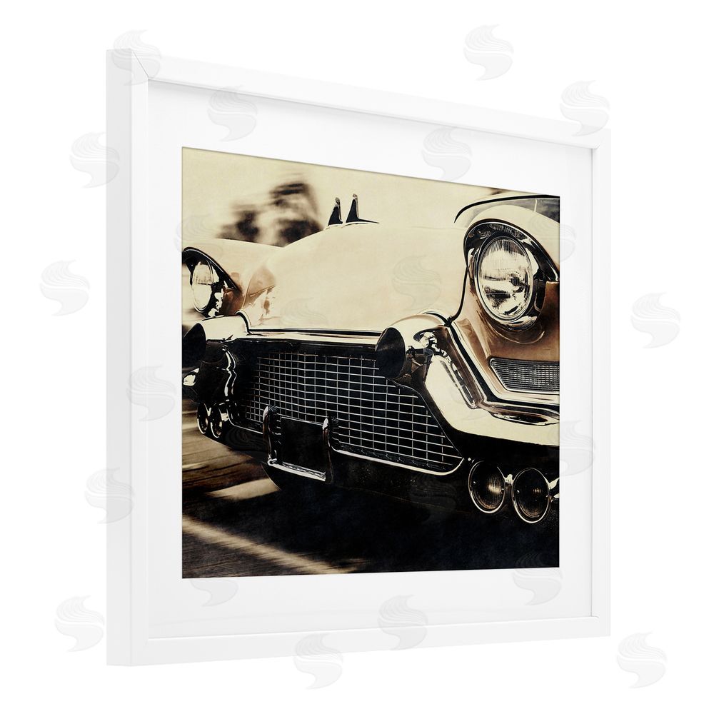 Marcus Prime Vintage Ride Headlights White Framed Print Under Glass Wall Art