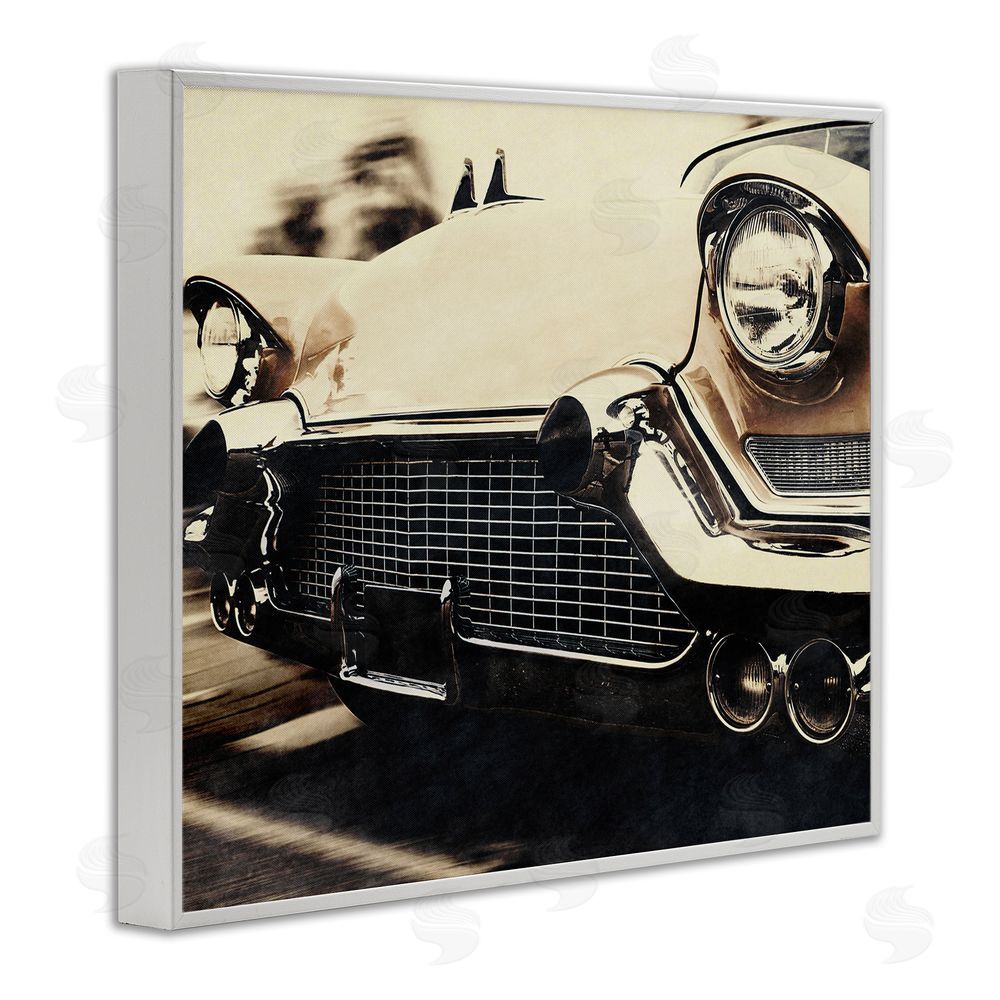 Marcus Prime Vintage Ride Headlights White Framed Giclee Wall Art Print