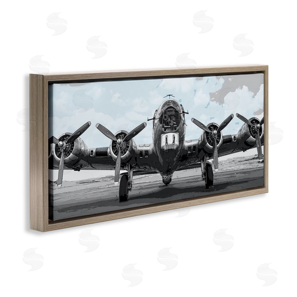 Kim Allen Historic Aviation Aircraft Brown Floating Frame Canvas Wall Art Print