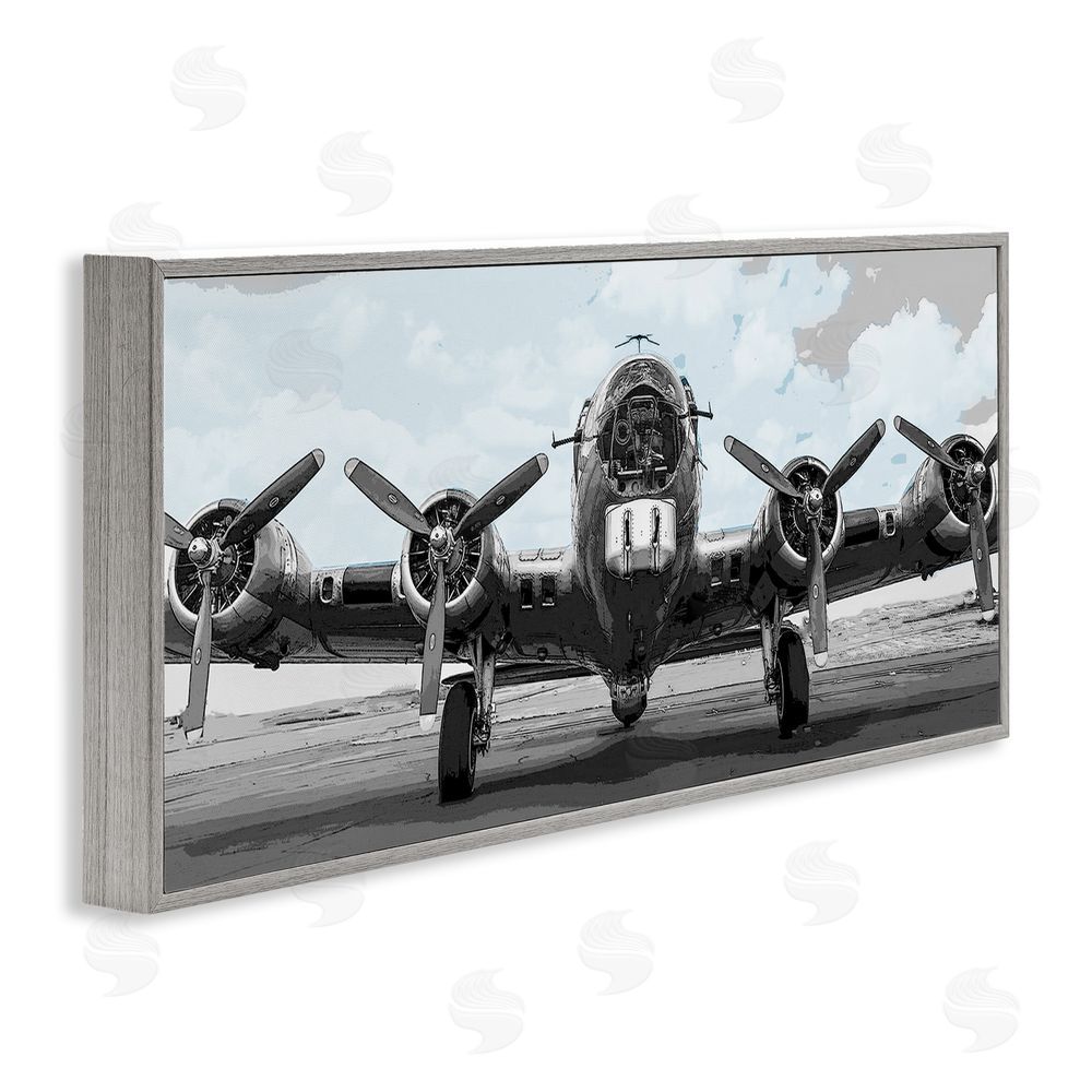 Kim Allen Historic Aviation Aircraft Gray Framed Giclee Wall Art Print