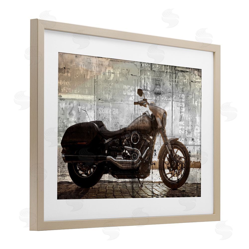 Kim Allen Sunset Ride Motorcycle Brown Framed Print Under Glass Wall Art