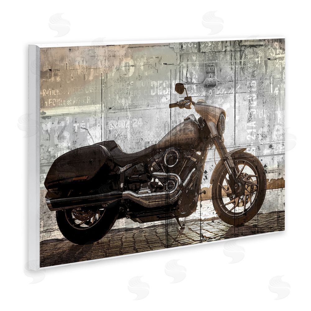 Kim Allen Sunset Ride Motorcycle Wooden Wall Plaque Art Print