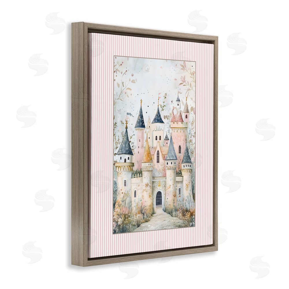 Christine Simpson Art Enchanted Dreams Castle Brown Floating Frame Canvas Wall Art Print