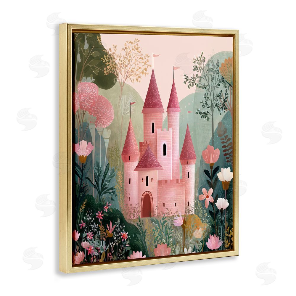 Christine Simpson Art Castle For A Princess Gold Floating Frame Canvas Wall Art Print