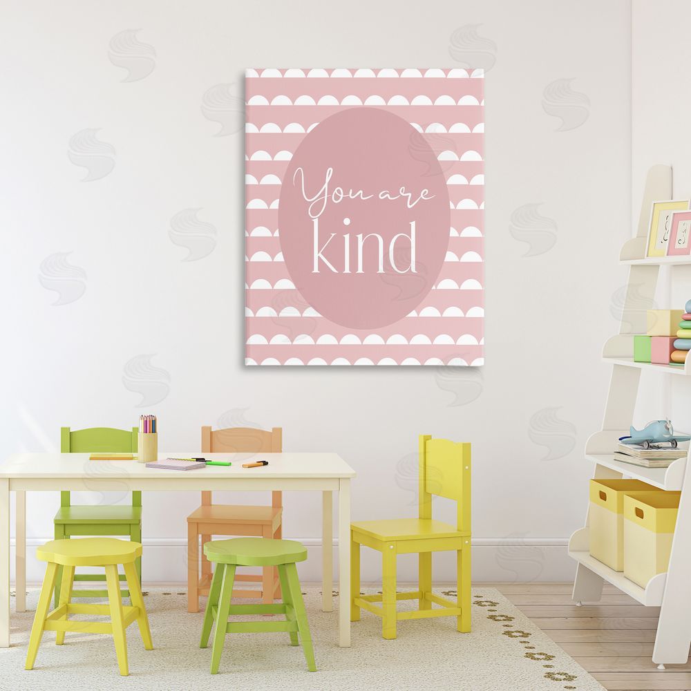 Christine Simpson Art You Are Kind Blush Pink Stretched Canvas Wall Art Print in Room