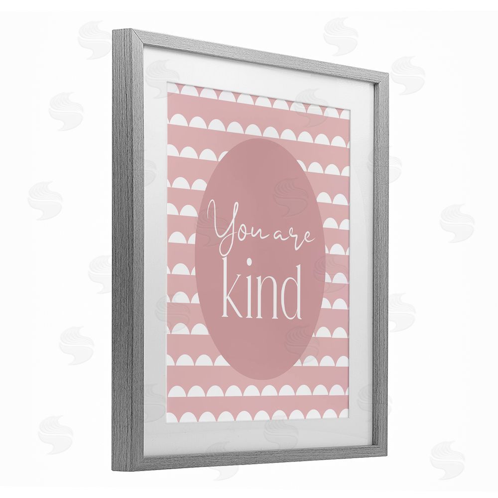 Christine Simpson Art You Are Kind Blush Pink Gray Framed Print Under Glass with Matting Wall Art