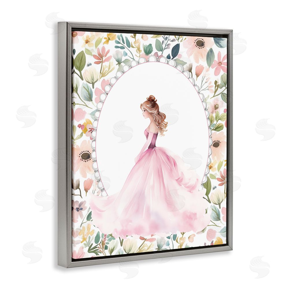 Christine Simpson Art Elegant Princess Love Gray Floating Frame Canvas Wall Art Print