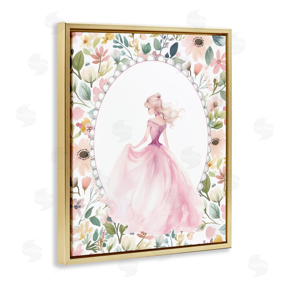 Christine Simpson Art Graceful Princess Love Gold Floating Frame Canvas Wall Art Print