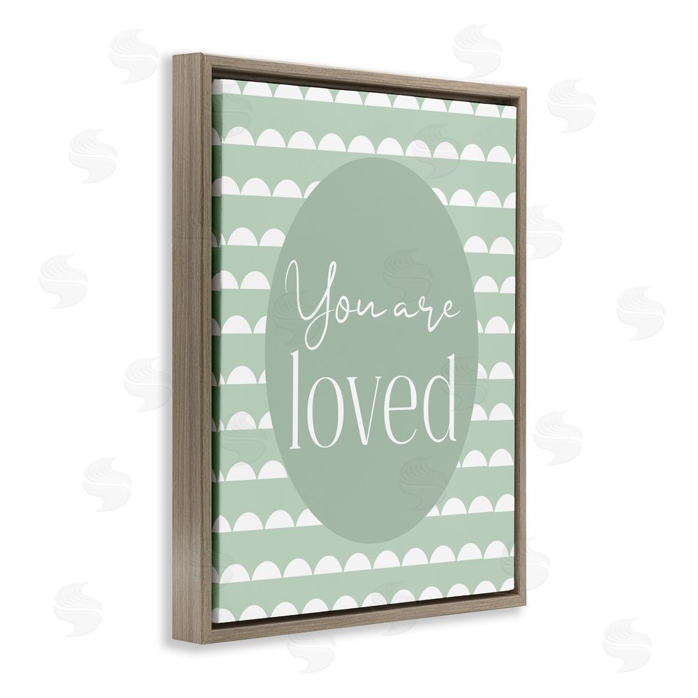 Christine Simpson Art You Are Loved Light Green Brown Floating Frame Stretched Canvas Wall Art Print