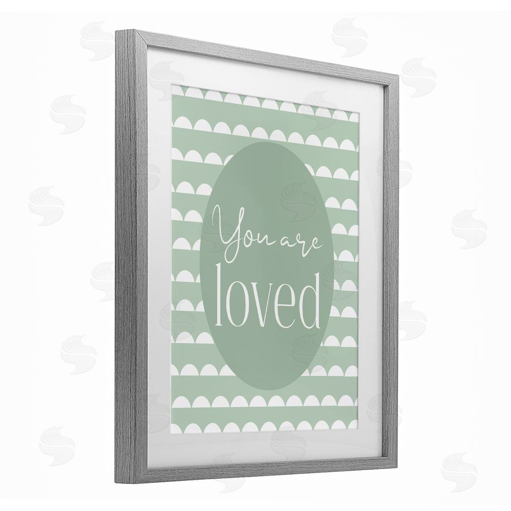 Christine Simpson Art You Are Loved Light Green Gray Framed Print Under Glass with Matting Wall Art