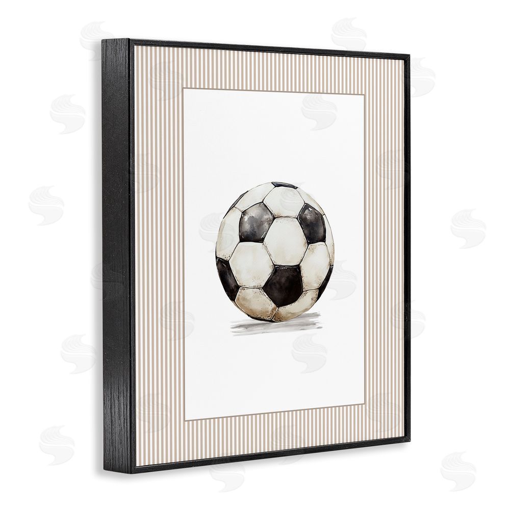 Christine Simpson Art Vintage Sports Soccer Ball Black Framed Giclee Wall Art Print